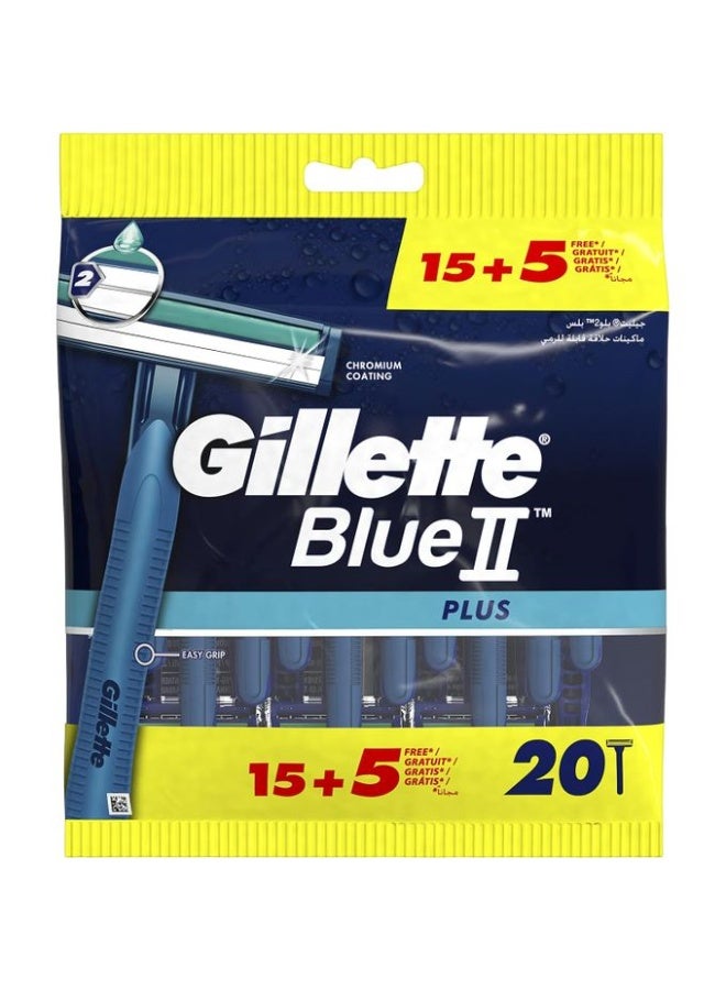 Gillette Blue ii Plus Disposable Razors 15 + 5 Razors - Image 2